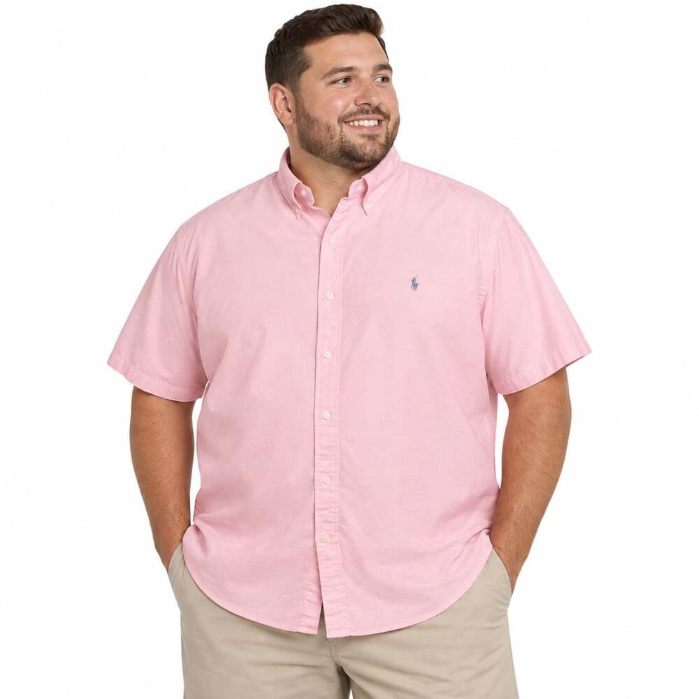 Polo Ralph Lauren Button-Down Short Sleeve Size 2XB Pink Mens Wedding Relaxed